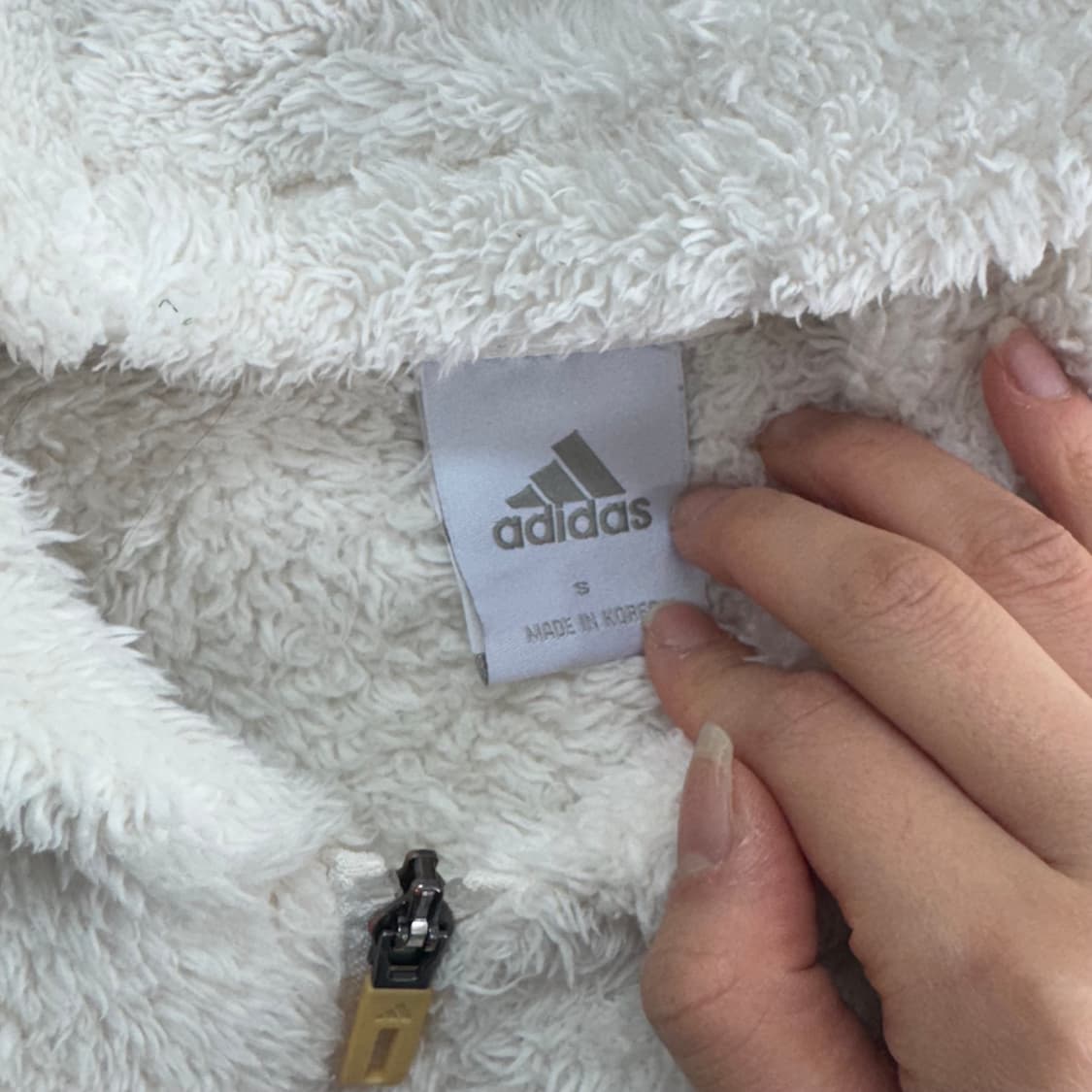 Adidas 아디다스 삼각로고 아이보리 후리스 집업 상품이미지5