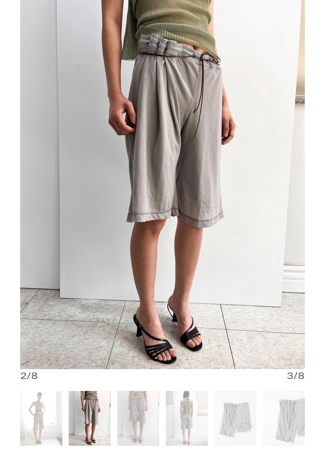 울리카 상투스   CURTAIN HALF PANTS (BEIGE) 상품이미지3