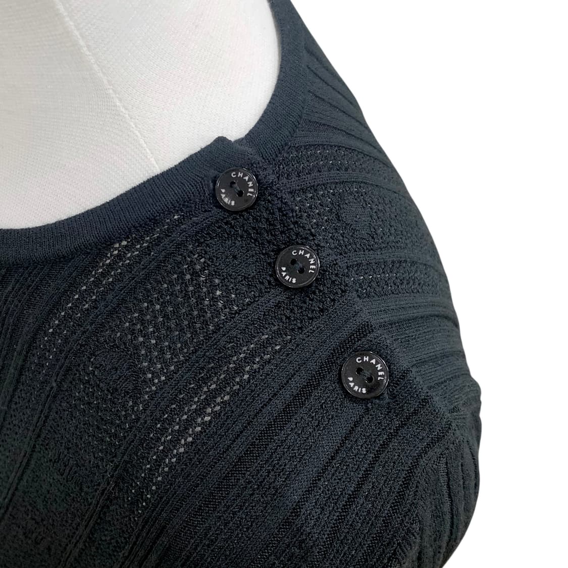 샤넬 CC로고 긴소매 니트 티셔츠 블랙 상품이미지5