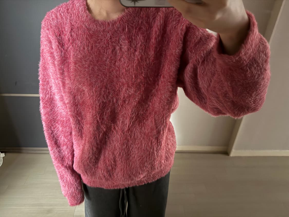 노매뉴얼 헤어리 니트 와인컬러 상품이미지1