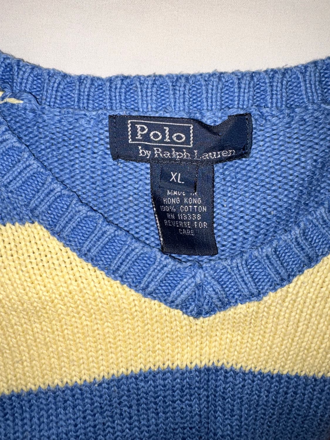 폴로랄프로렌 옐로우 블루 배색 니트 상품이미지2