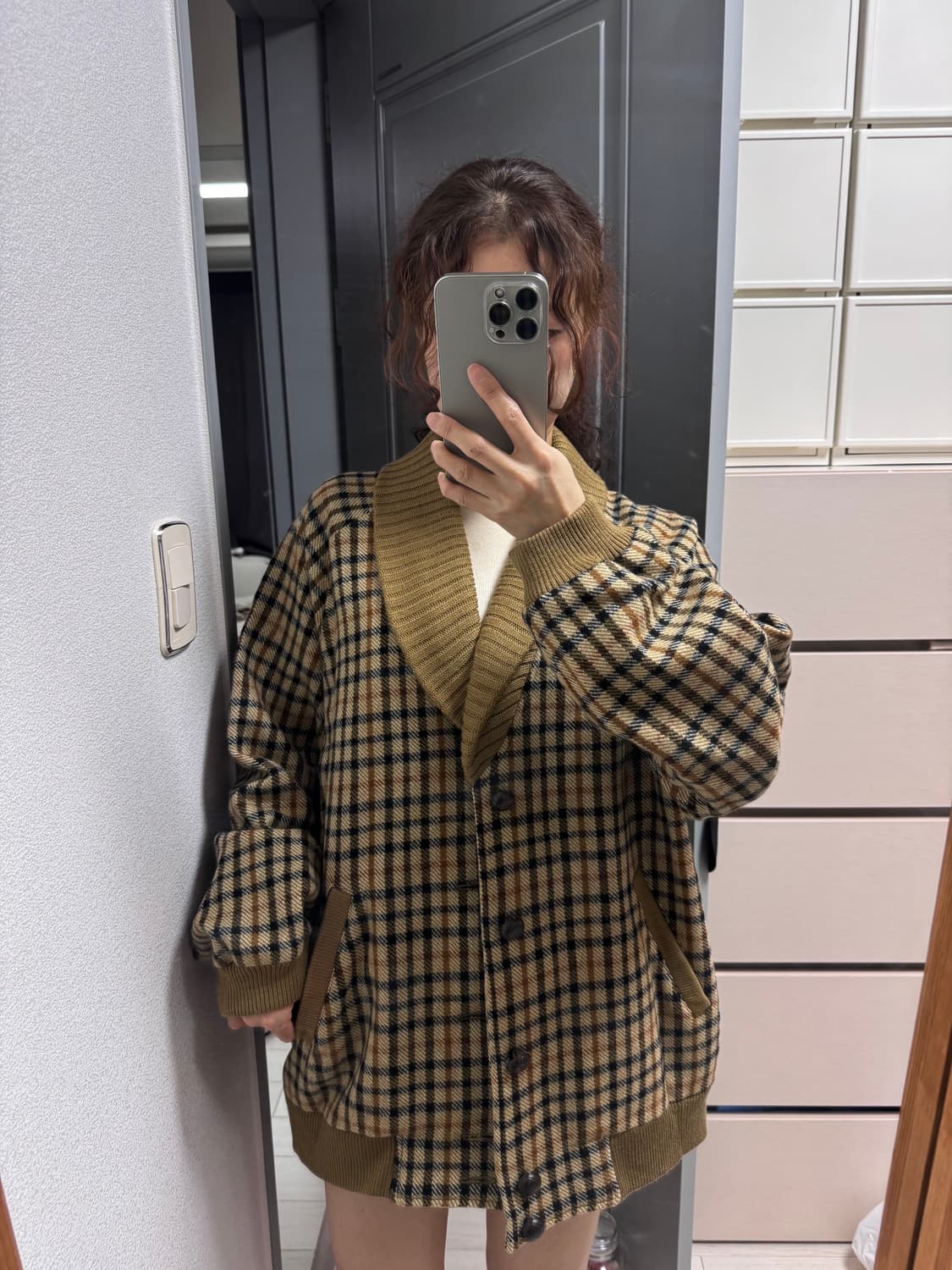 닥스 체크 숄가디건 상품이미지2