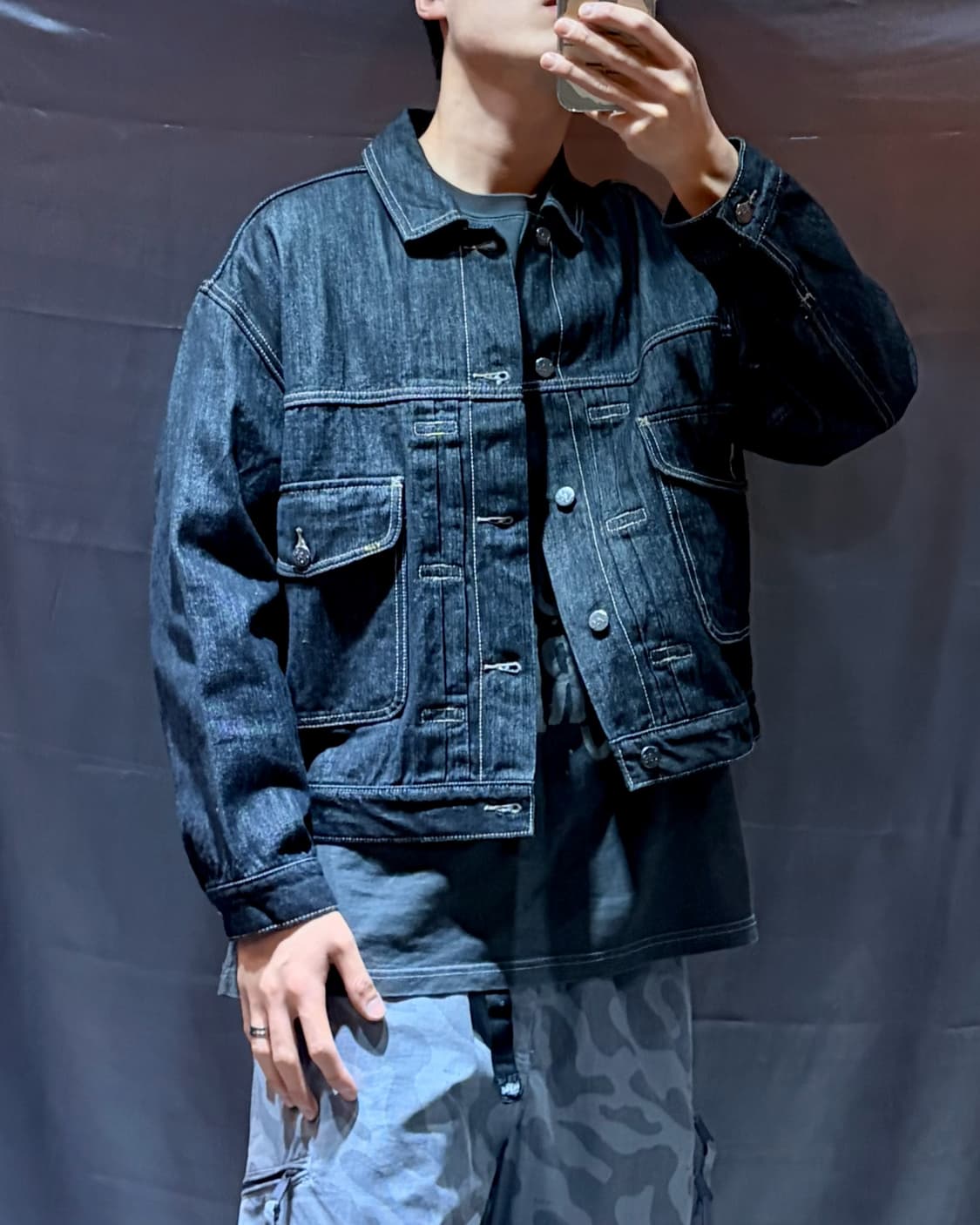 L Lee 리 투포켓 절개 흑청 데님자켓 상품이미지1