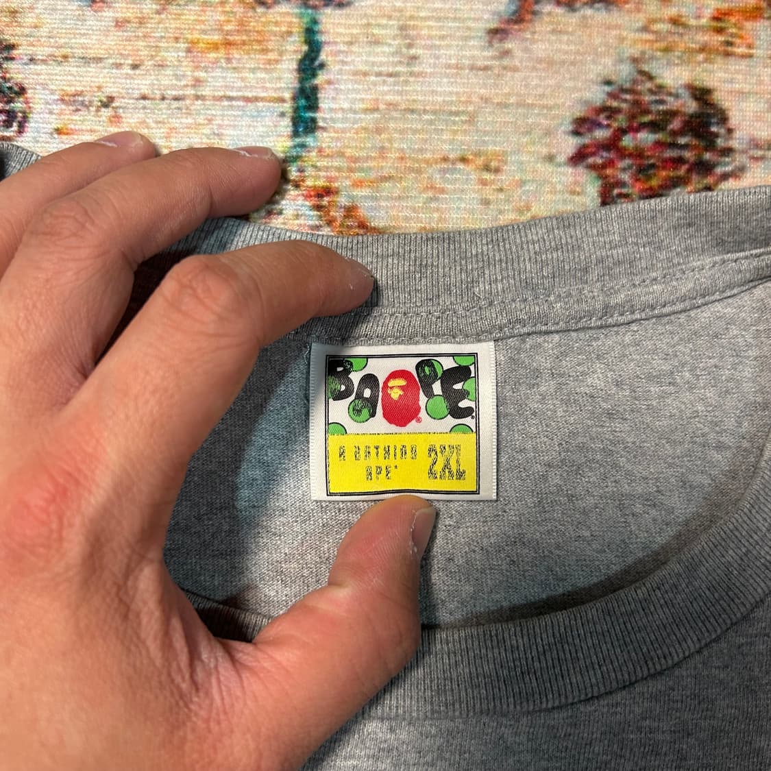 [2XL] 베이프 사루 로고 반팔 그레이 상품이미지3