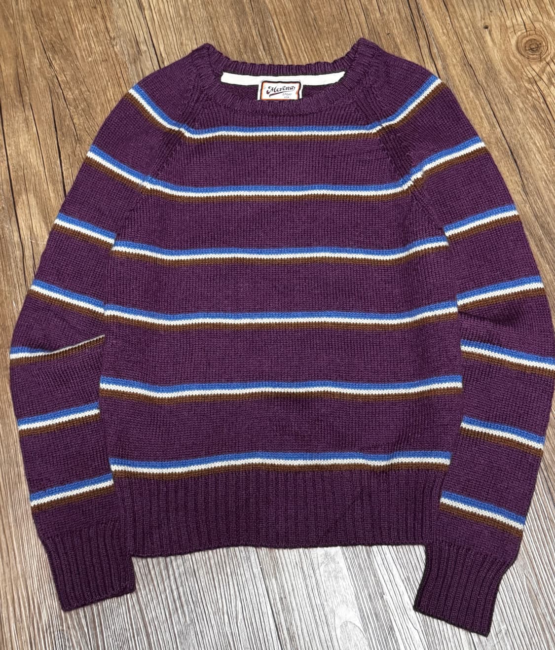 멜로나 USA 퍼플 스트라이프 울 니트 스웨터 상품이미지2