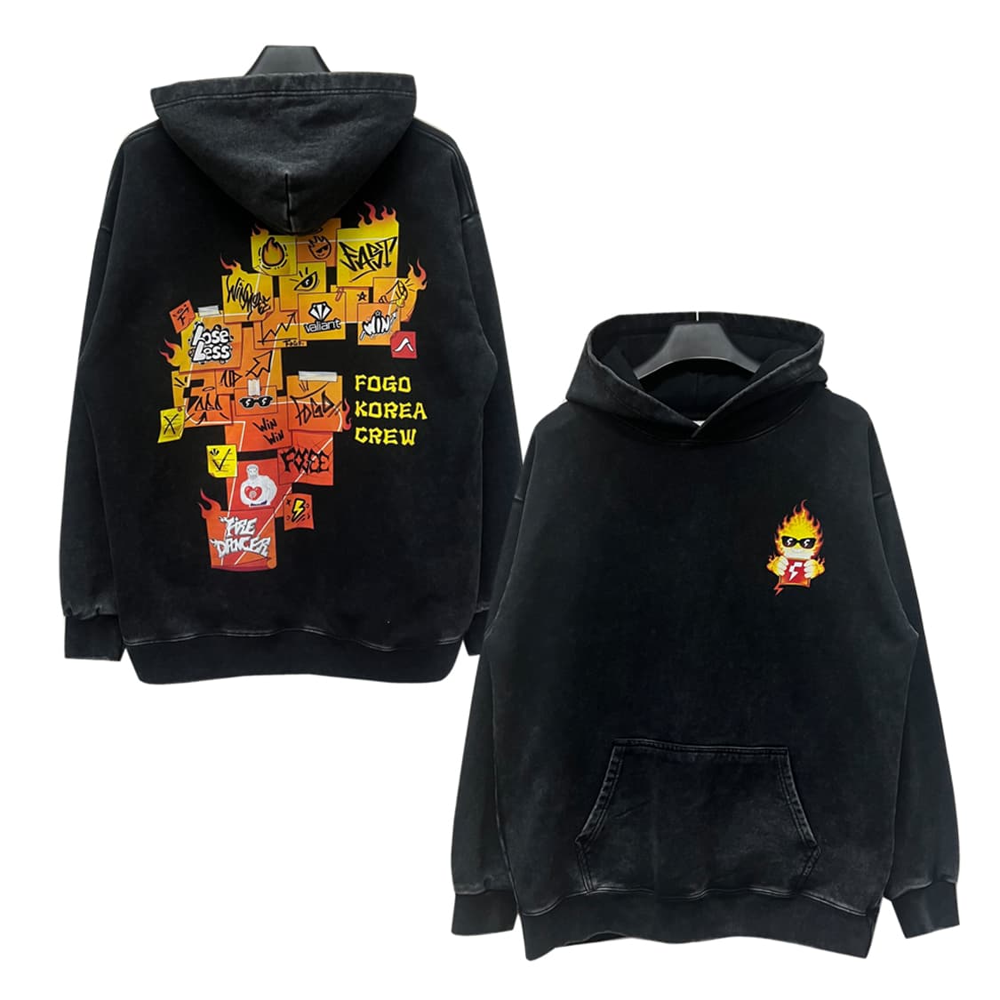 FOGO KOREA CREW 오버핏 피그먼트 후드티 L~XL 상품이미지1