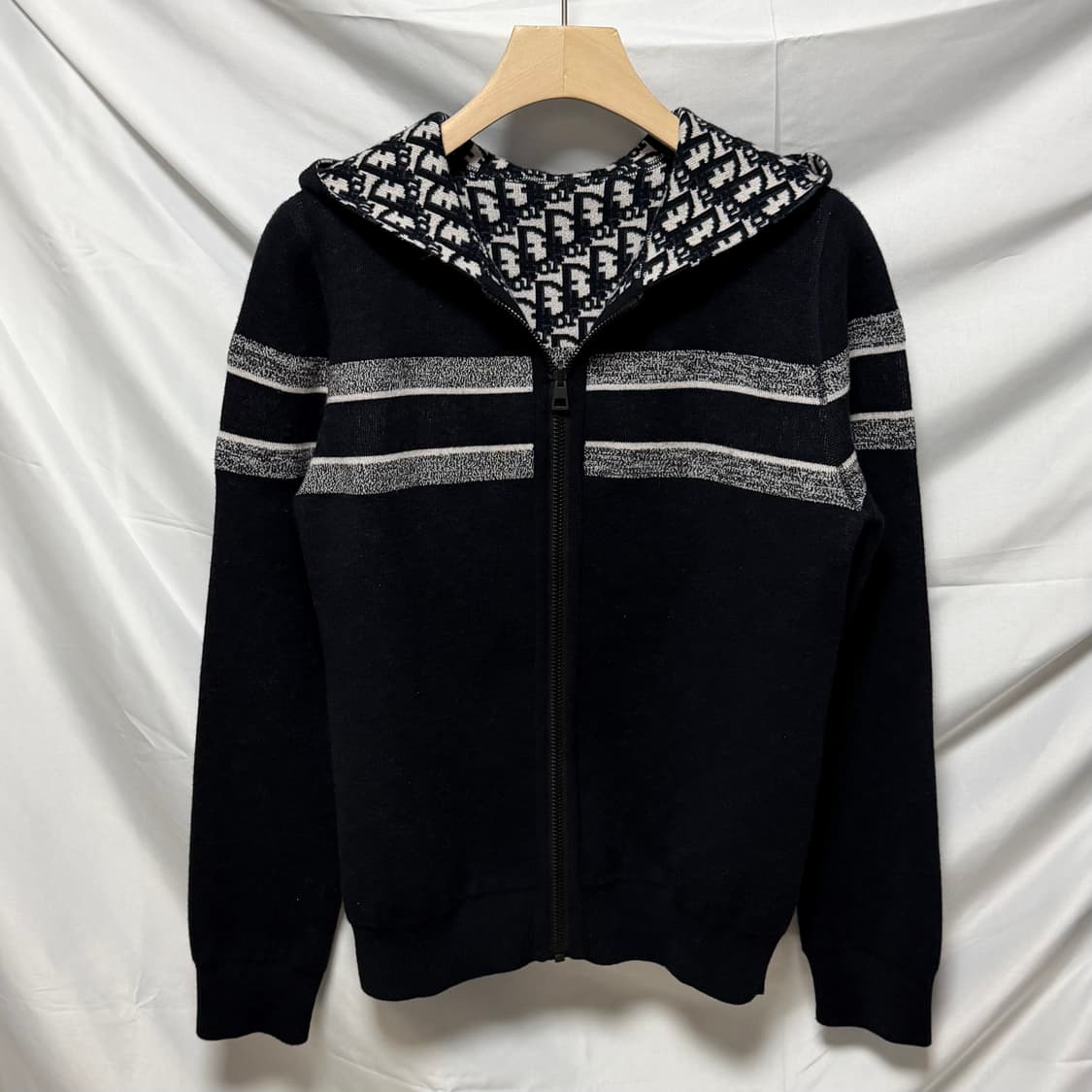 [S+급/42] 디올 리버서블 오블리크 캐시미어 후드집업 가디건 상품이미지3