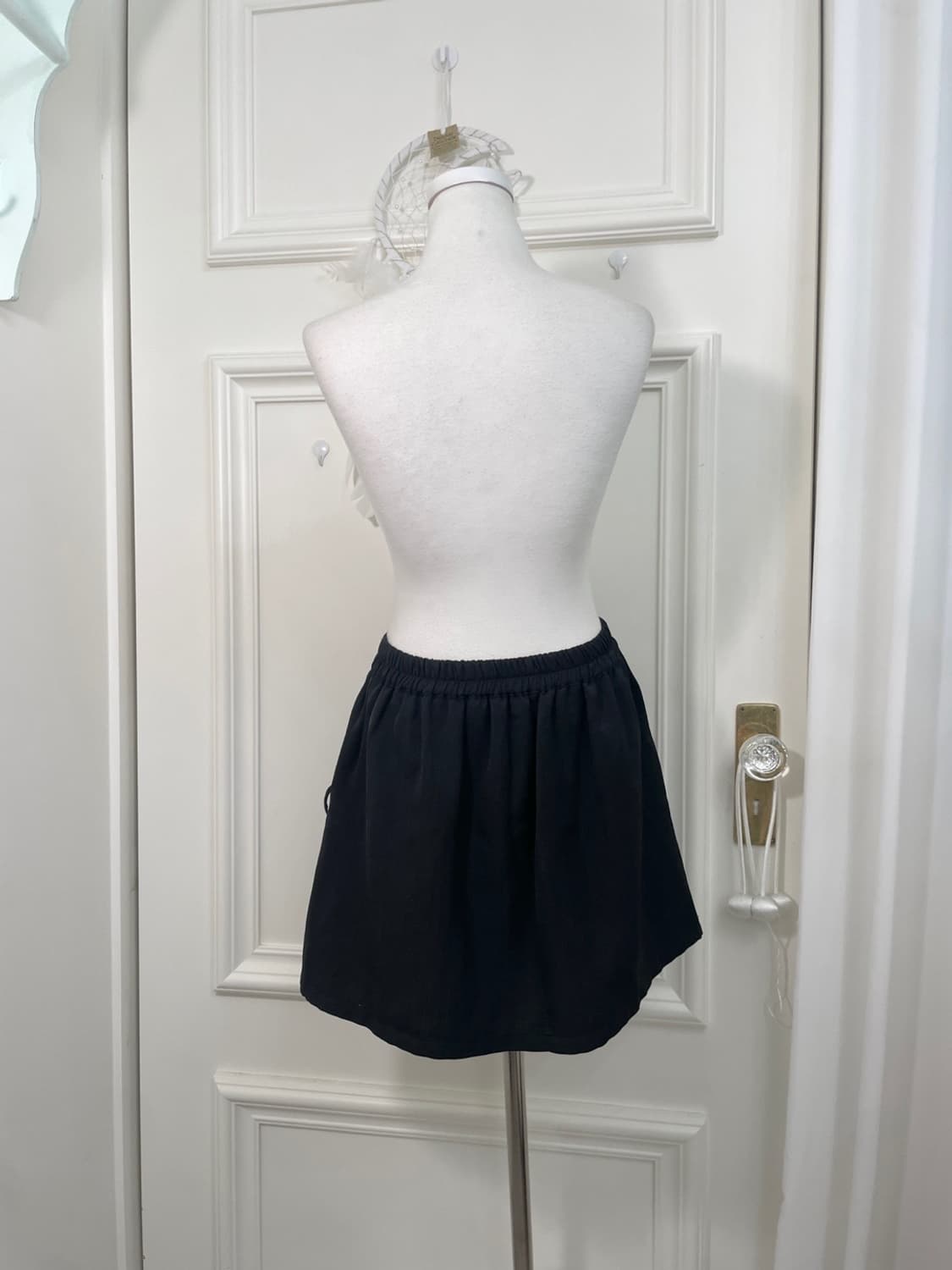 black bow pleats banding mini skirt 상품이미지3