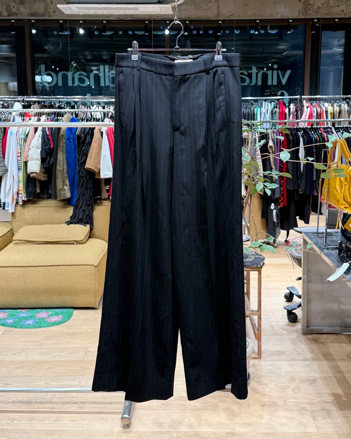 생로랑 블랙 스트라이프 와이드 슬랙스 팬츠  상품이미지1