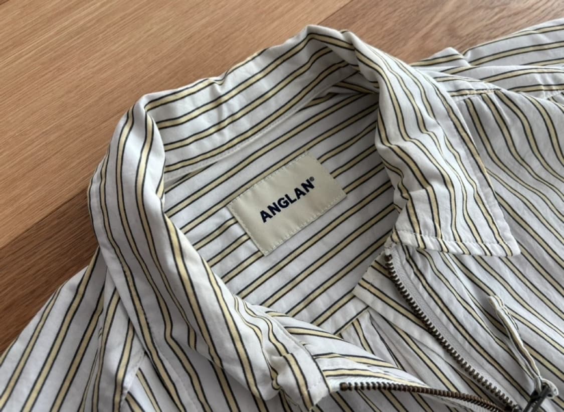 앵글런 스트라이프 집업 반팔셔츠 상품이미지3