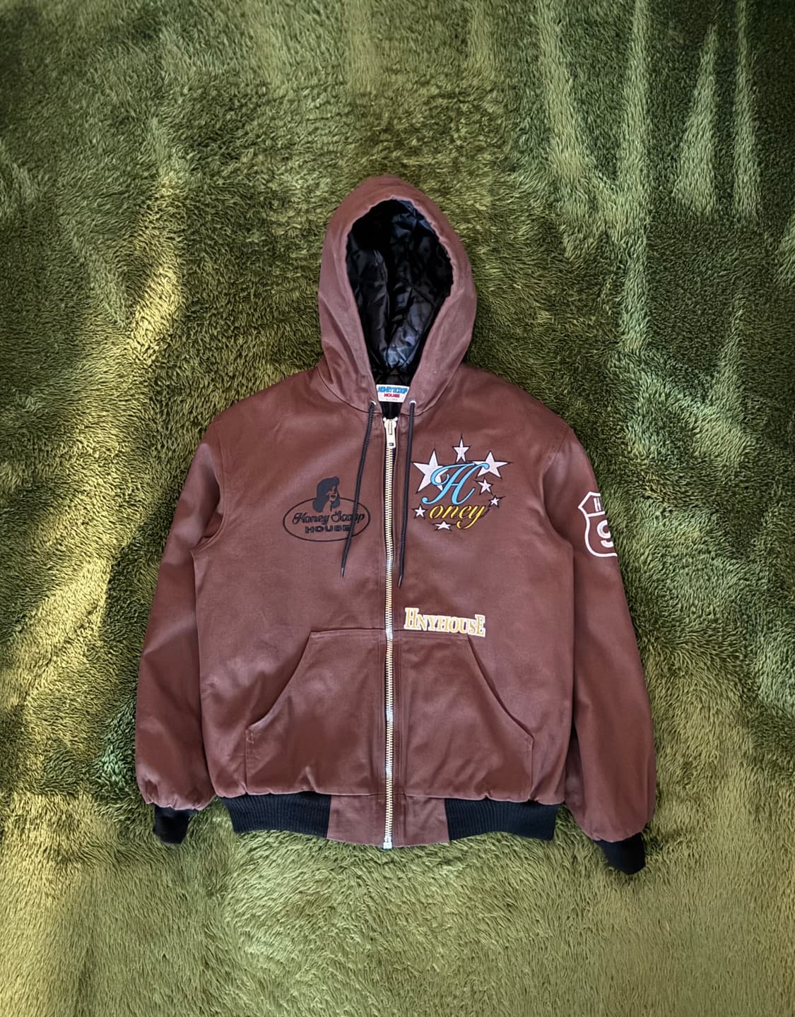 [L] 허니스쿱하우스 퀼티드 캔버스 후드 자켓 브라운 상품이미지1