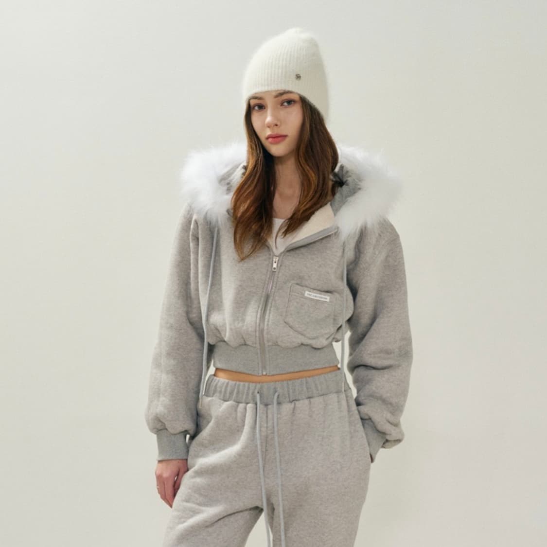 리브어리 SNOW FUR HOODY ZIP-UP (GRAY) 상품이미지2