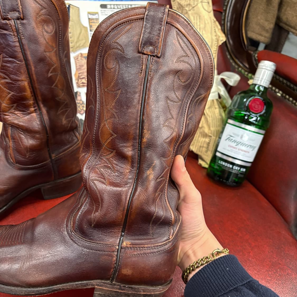 80s 댄 포스트 하이트닝 패턴 소프트쉘 웨스턴 부츠 미국생산 N571 상품이미지3