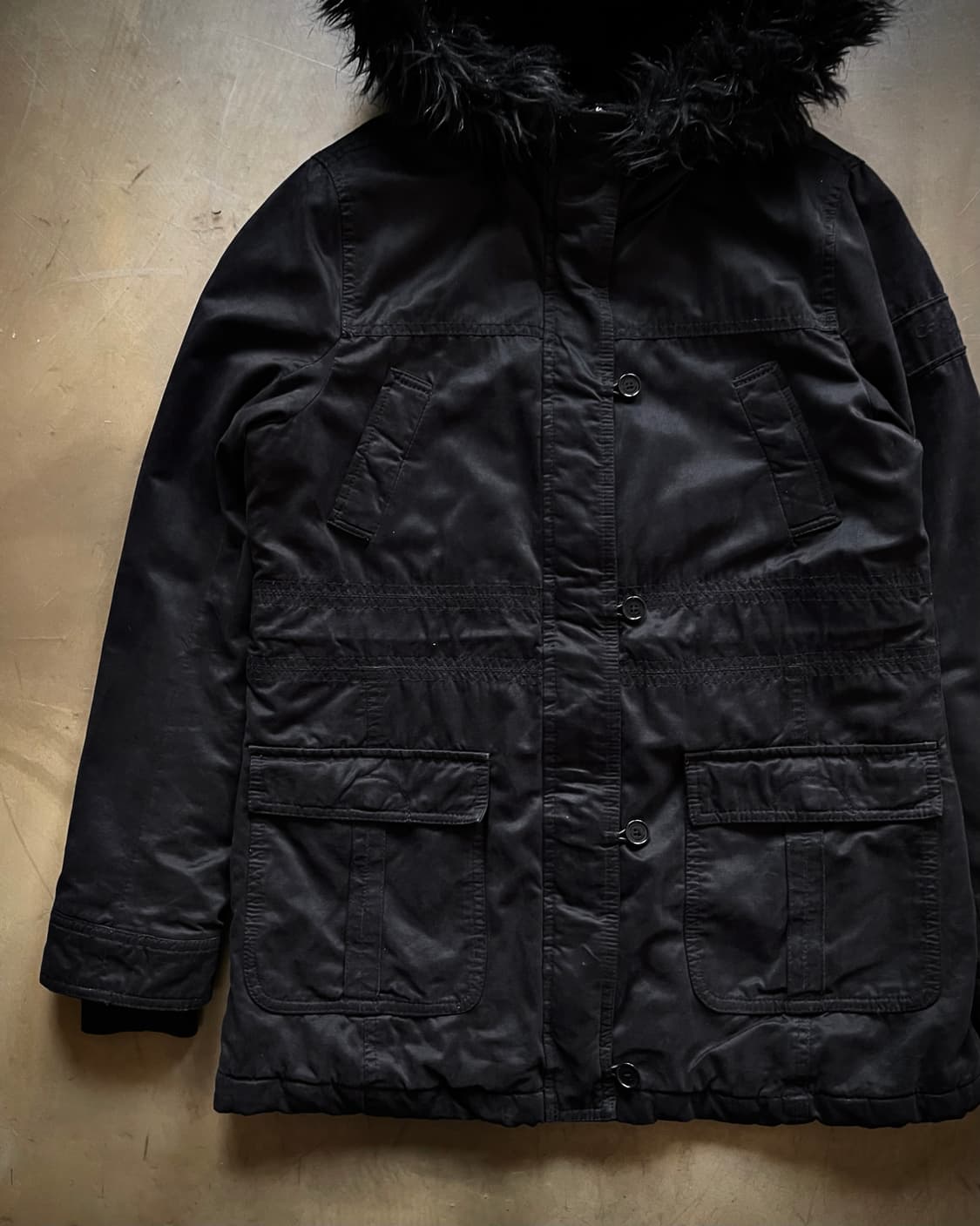 2000s C.K Jeans Black Fur Hood Parka 상품이미지7