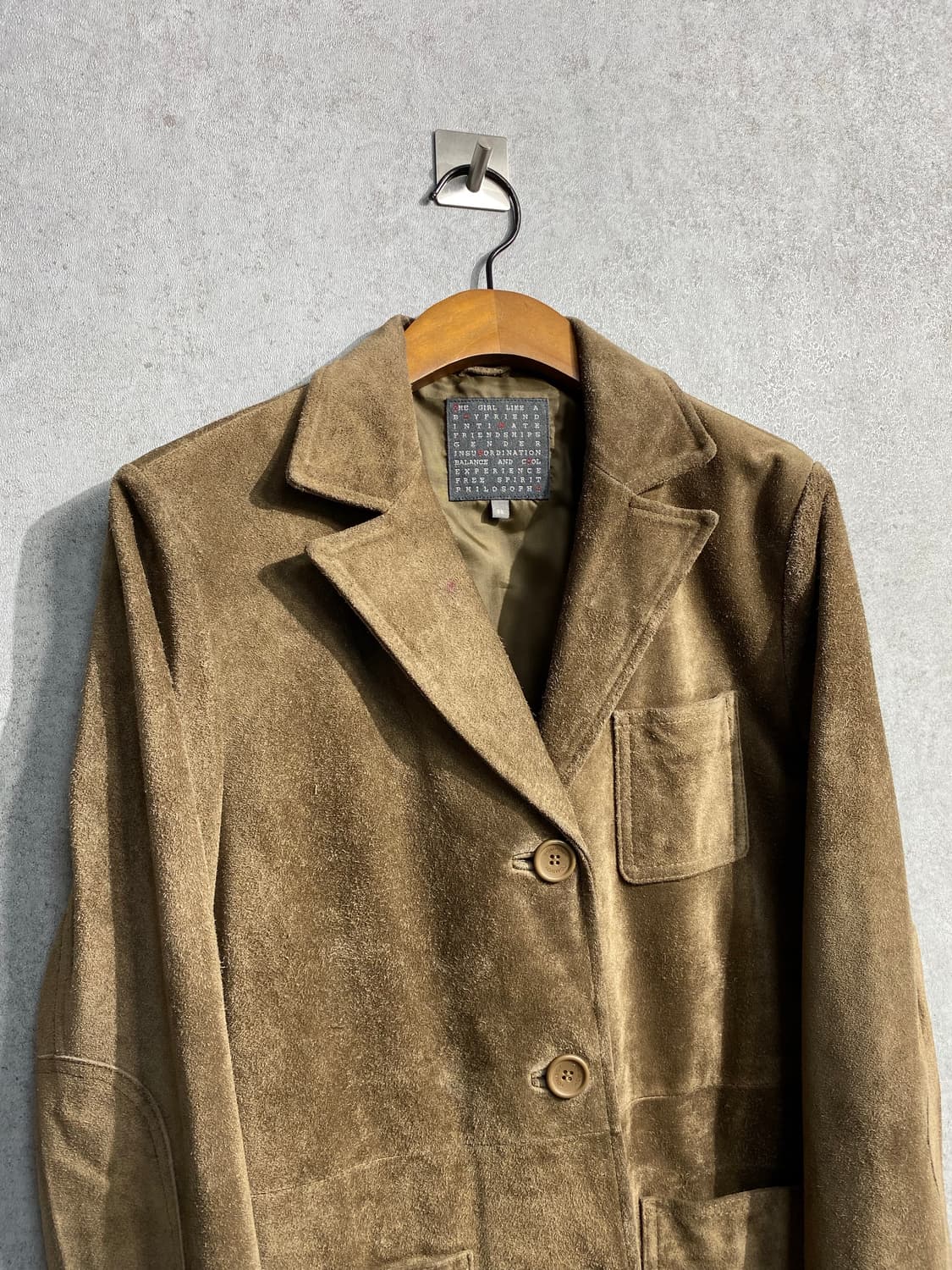 [S] 90-00s TOMBOY 톰보이 소가죽 스웨이드 3버튼 자켓 상품이미지3