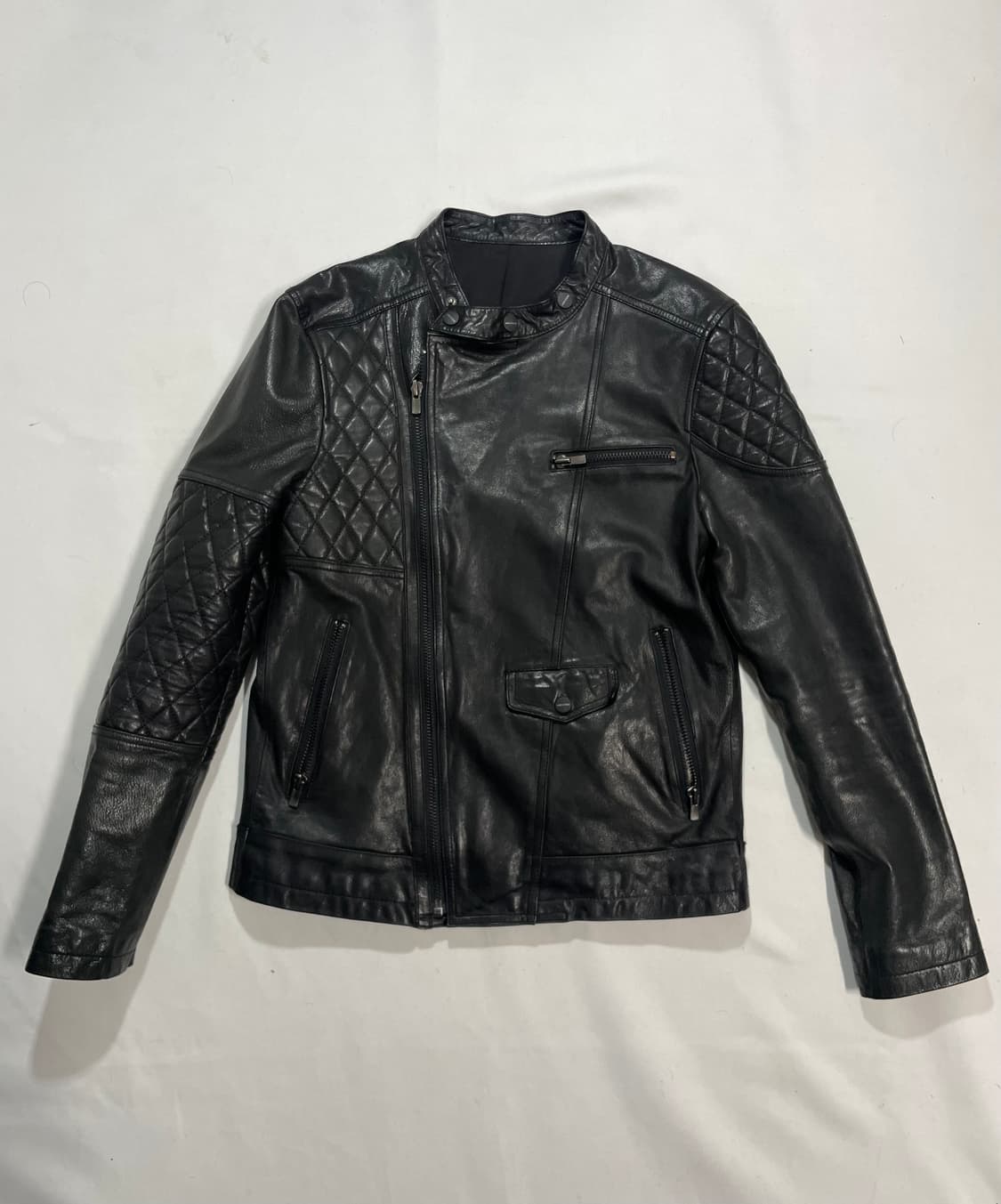 00‘s 정욱준 고트스킨 사선 바이커 자켓  상품이미지4