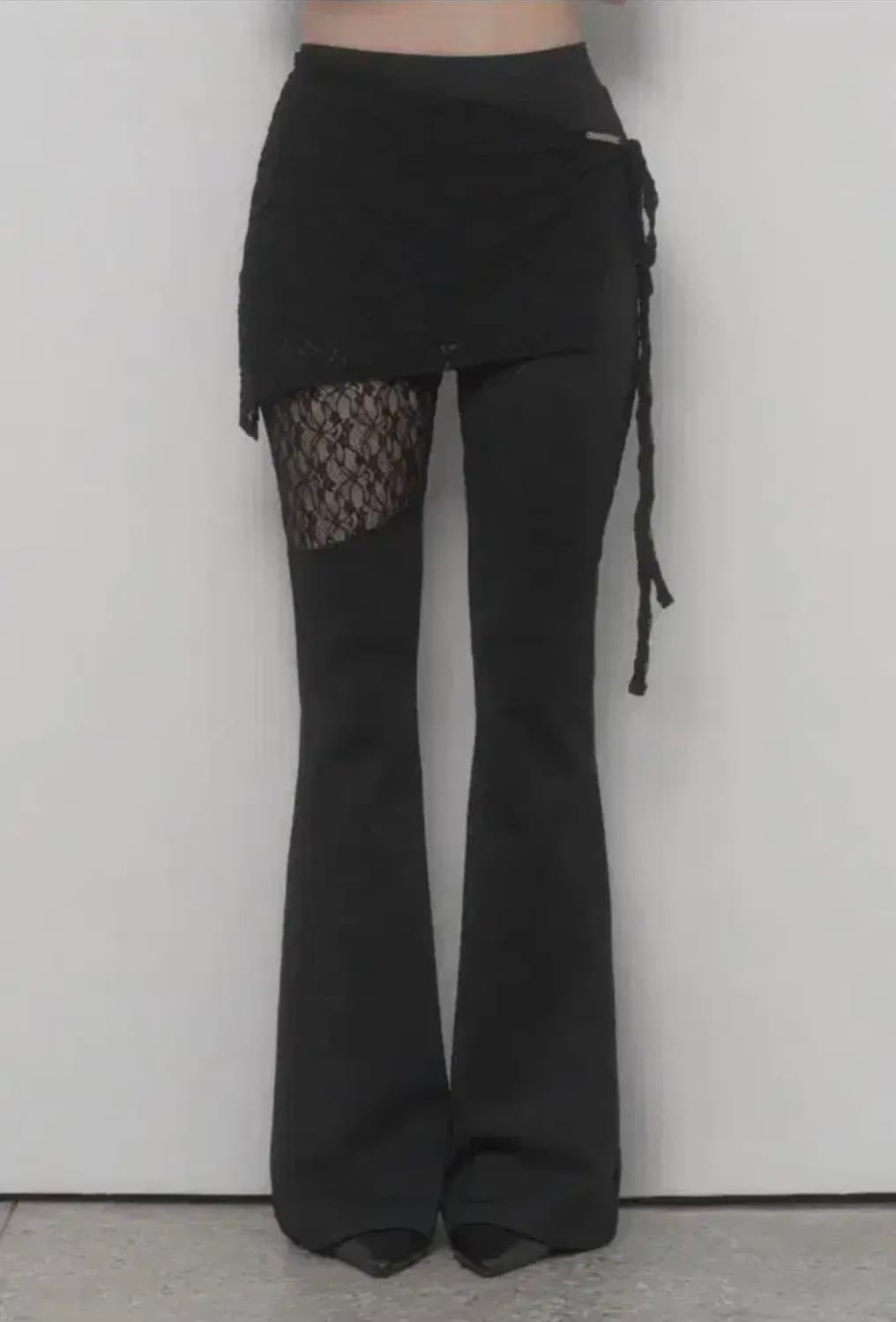에트오소메 레이스랩 부츠컷 팬츠 상품이미지1