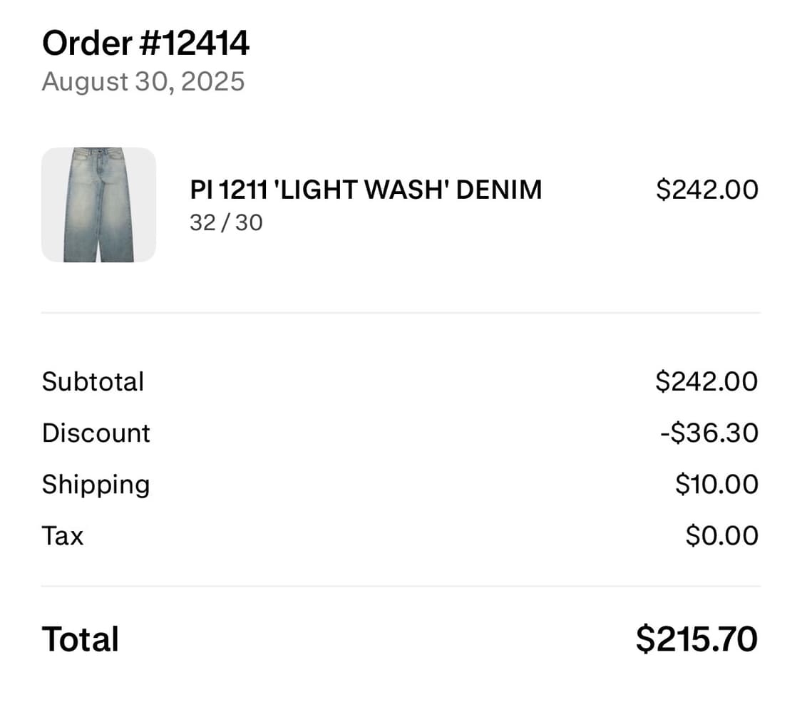 P.I. 1211 라이트 워시 와이드 레그 데님 32/30 상품이미지9