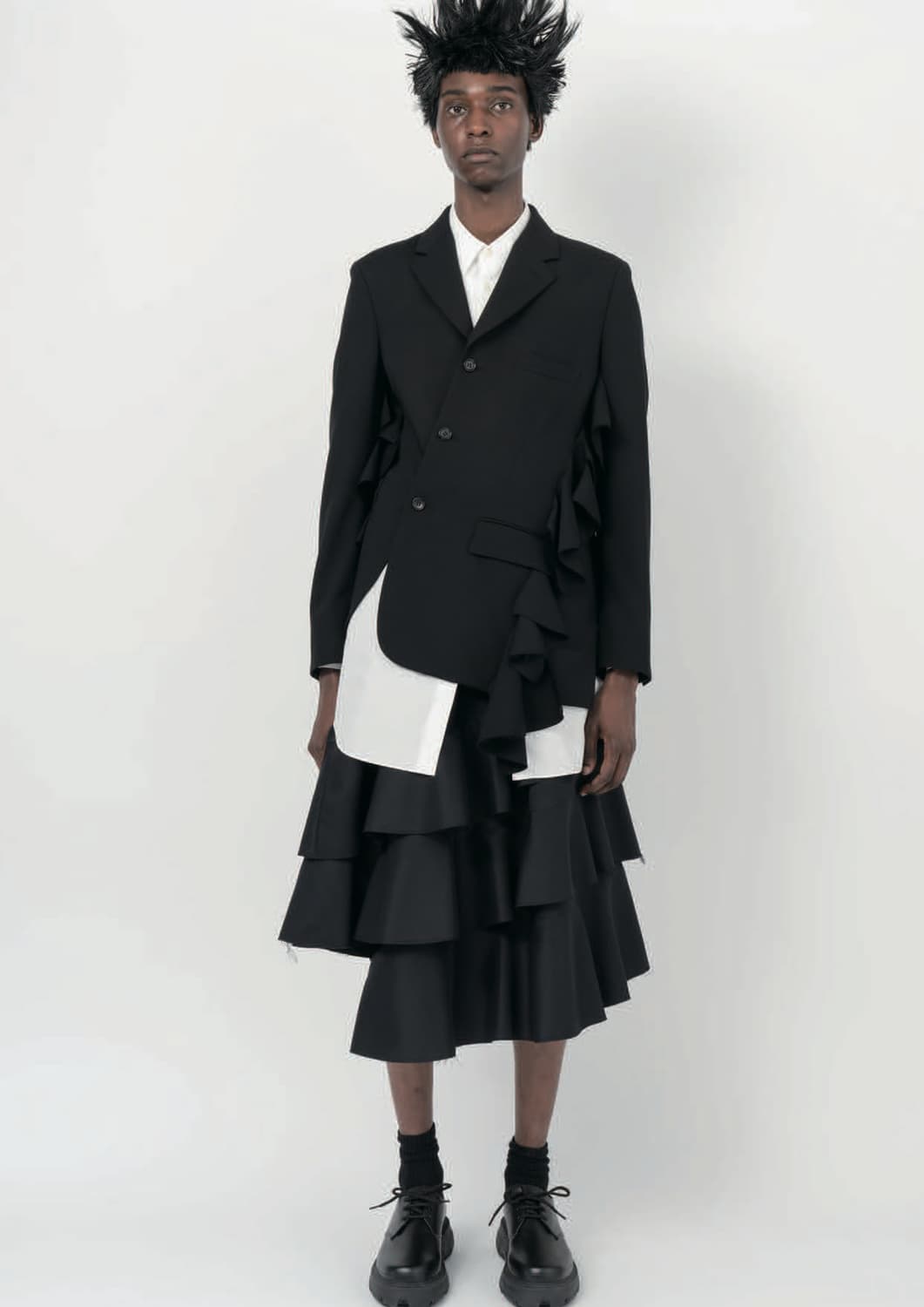 꼼데가르송 24aw 러플 사선 하이넥 블레이저 상품이미지4