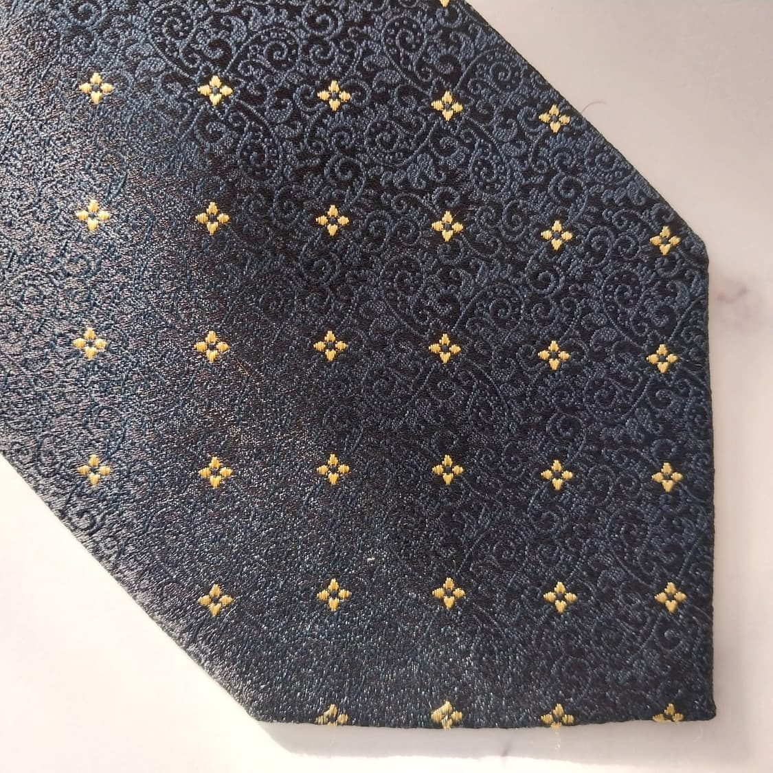 아쿠아스큐텀 실크 네이비 미니 크로스 넥타이 10cm A+등급 K1595 상품이미지9