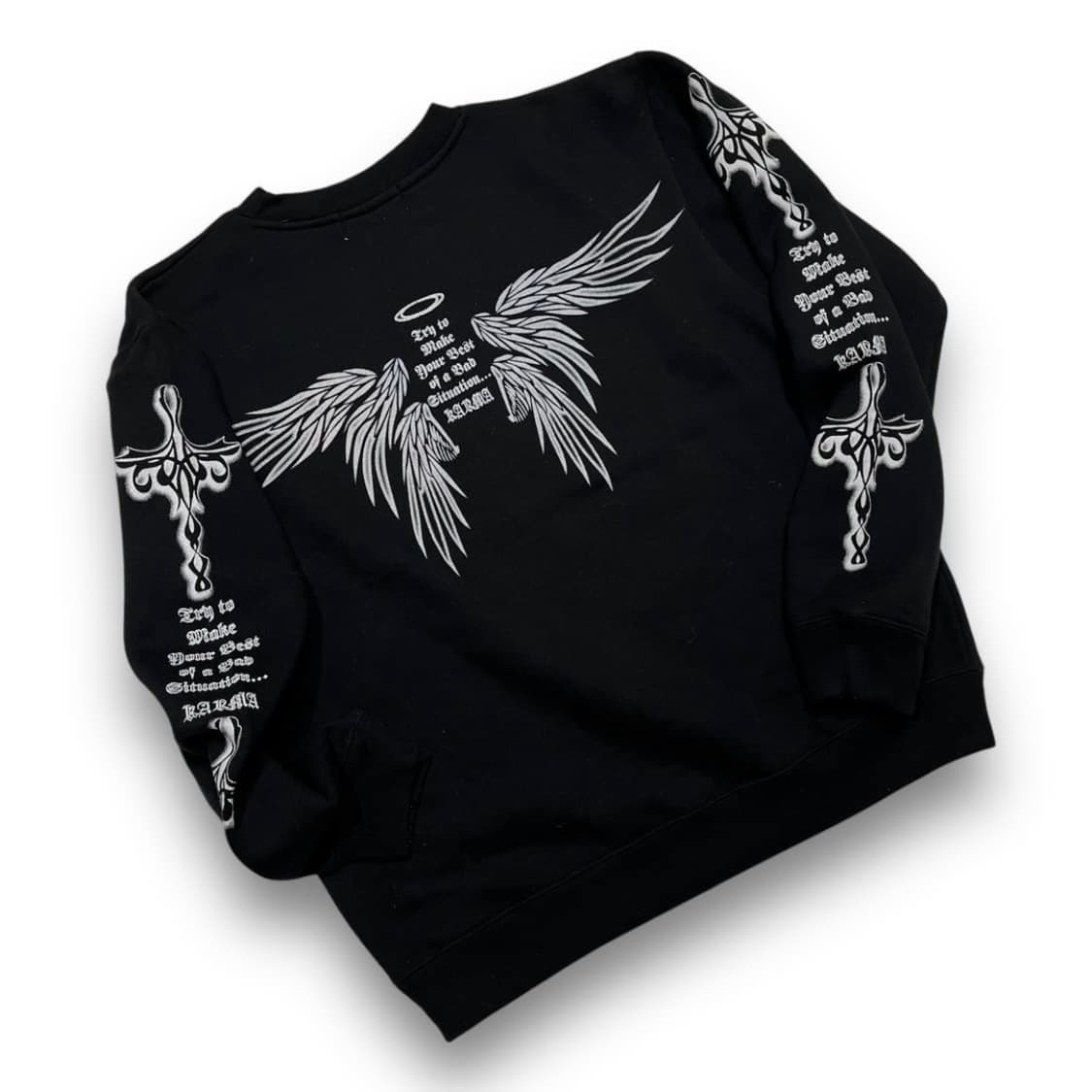펑크 카르마 트라이벌 크로스 윙 다크 빈티지 맨투맨 상품이미지1