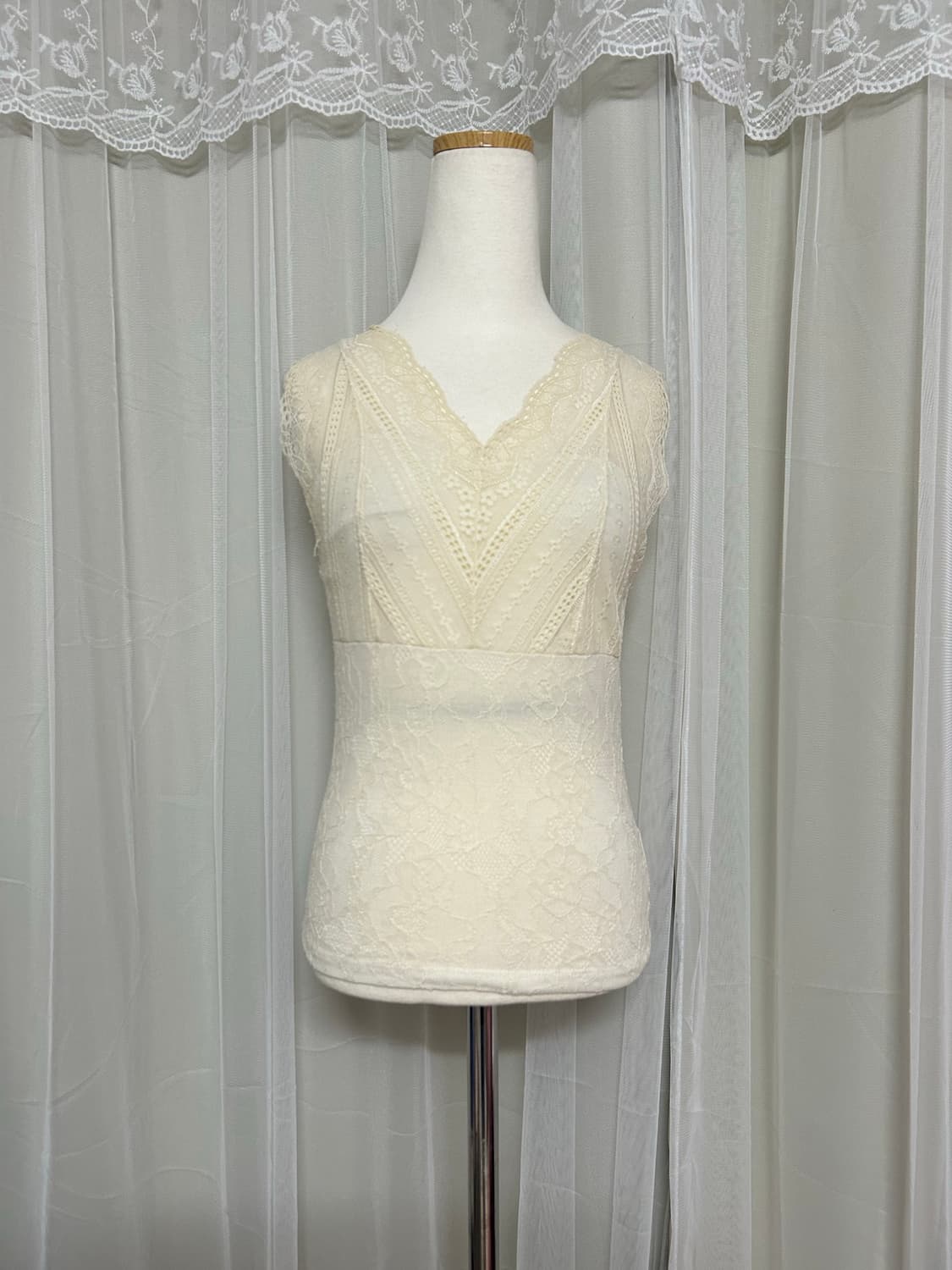 Rope picnic 아이보리 플라워 레이스 슬립 나시 상품이미지2