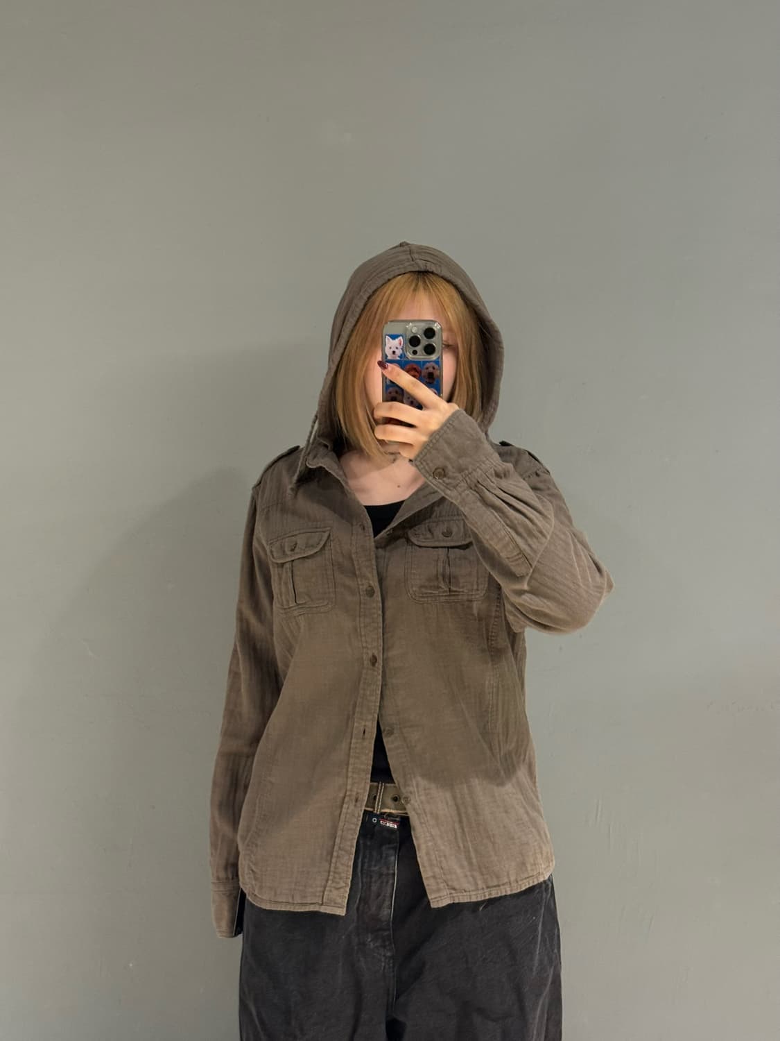 back number pocket detail hood shirt  상품이미지2