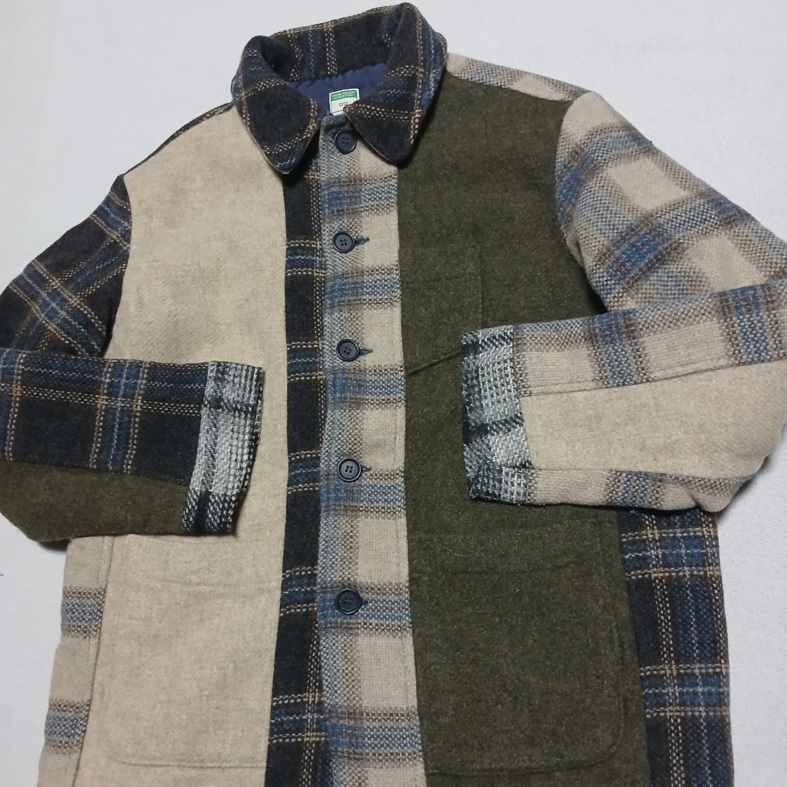 해외판 빈티지 모직 울 느낌의원단 누빔 체크 점퍼 자켓 상품이미지2