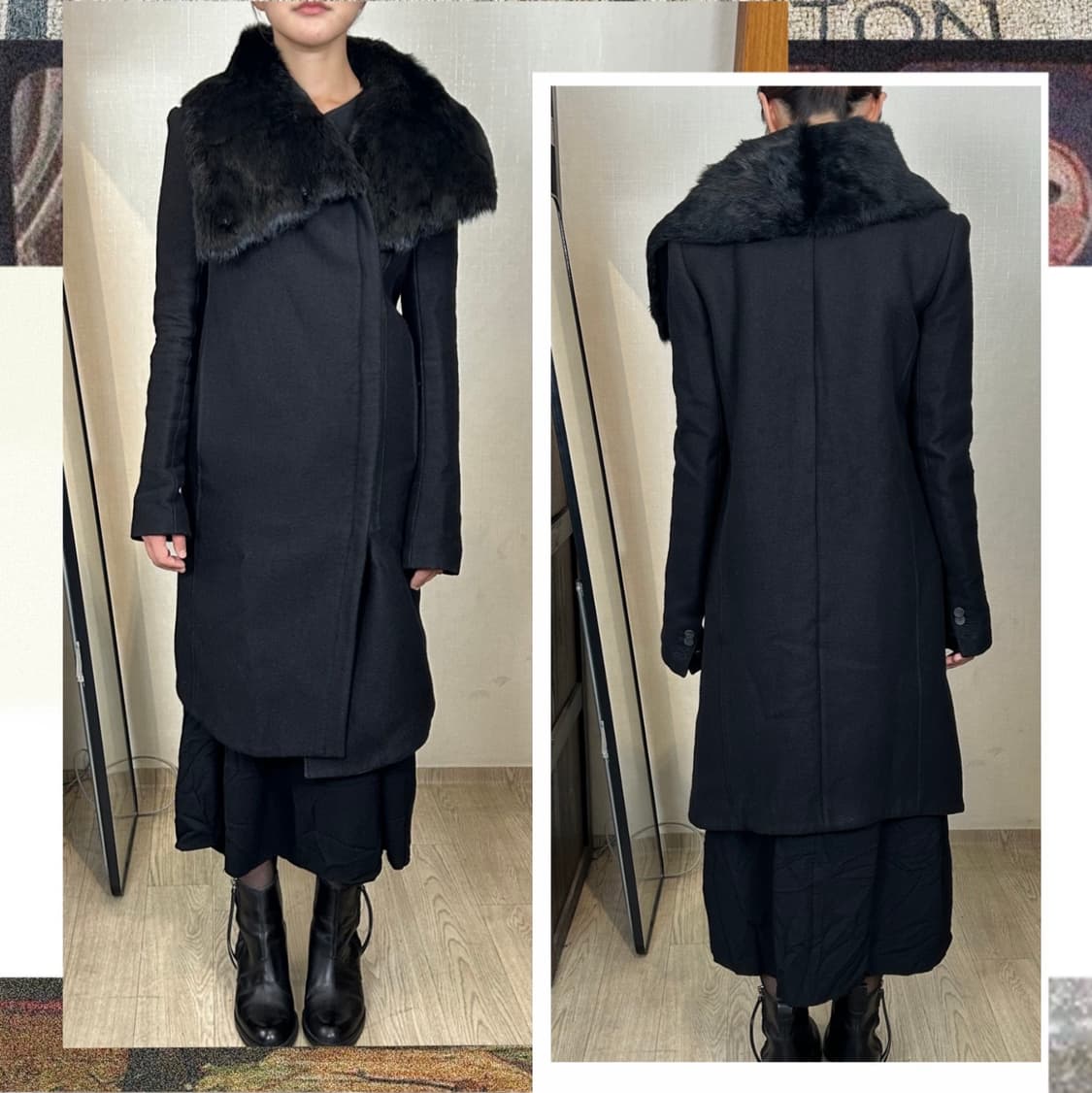 헬무트 랭 비대칭 집업 퍼 코트 상품이미지1