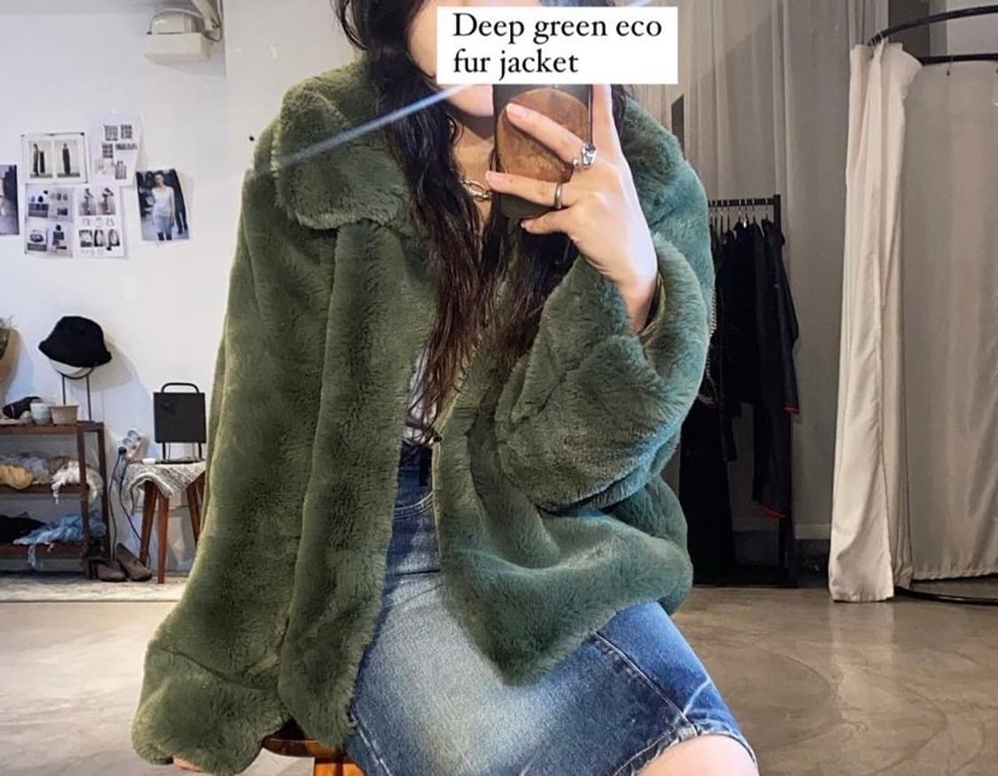 Deep green 에코 퍼 자켓 상품이미지1