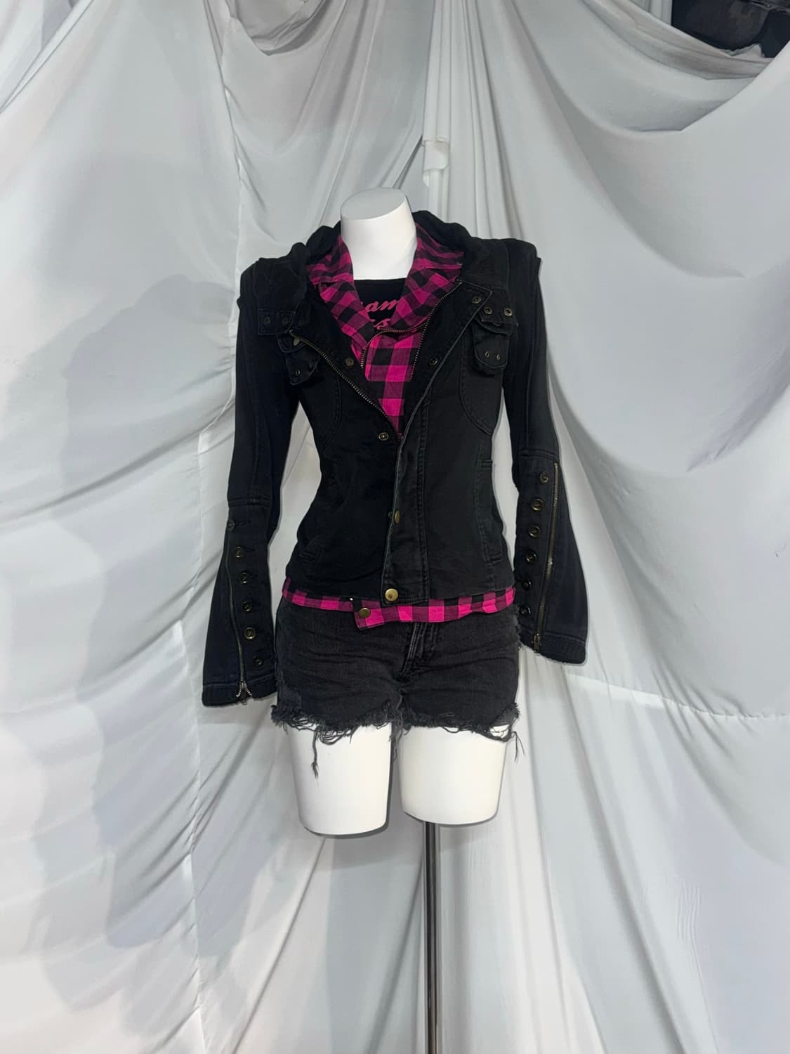 캐캐체 아무깔 블랙 핑크체크 키치 와투케 코디세트  상품이미지5