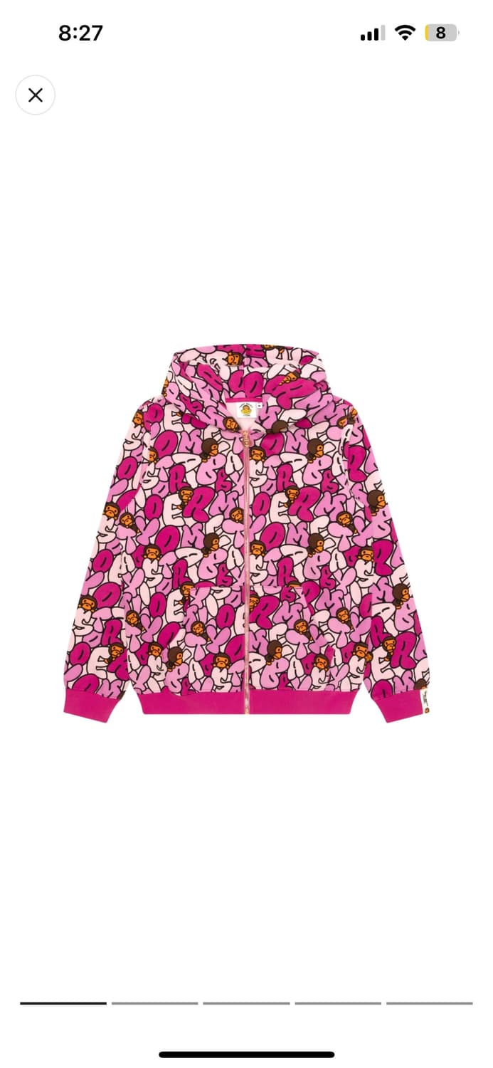 새상품) 베이프 마일로 후드집업 핑크 XL 상품이미지1