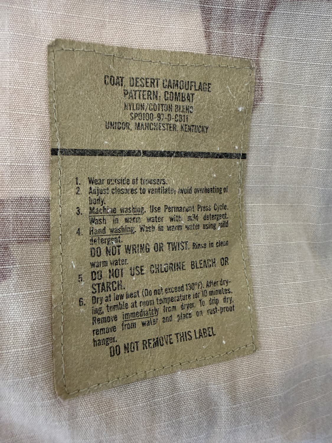 U.S. AIR FORCE 데저트 카모 DCU 컴뱃코트 97년 L/L  상품이미지4