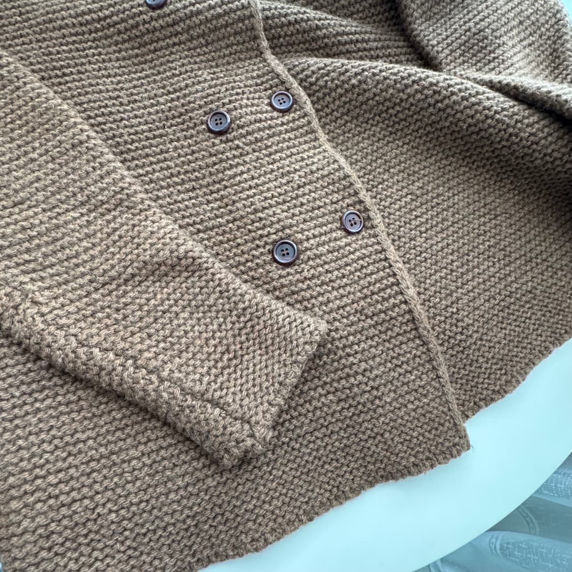 브라운 더블단추 니트 가디건 상품이미지7