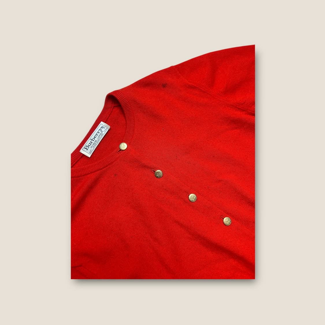 O095 버버리 램스울 금장 레드 가디건 상품이미지3