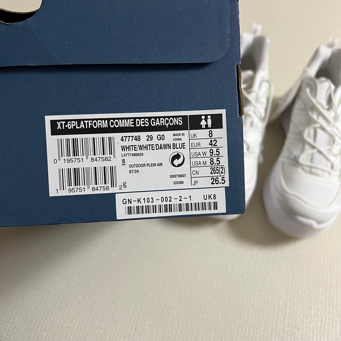 [265] 꼼데가르송 살로몬 XT-6 익스팬스 플랫폼 화이트 상품이미지3