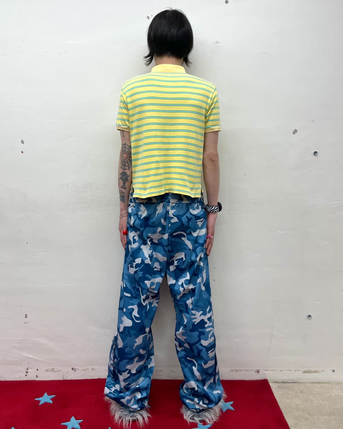Blue Stripe Footprint Yellow T-shirt 상품이미지4