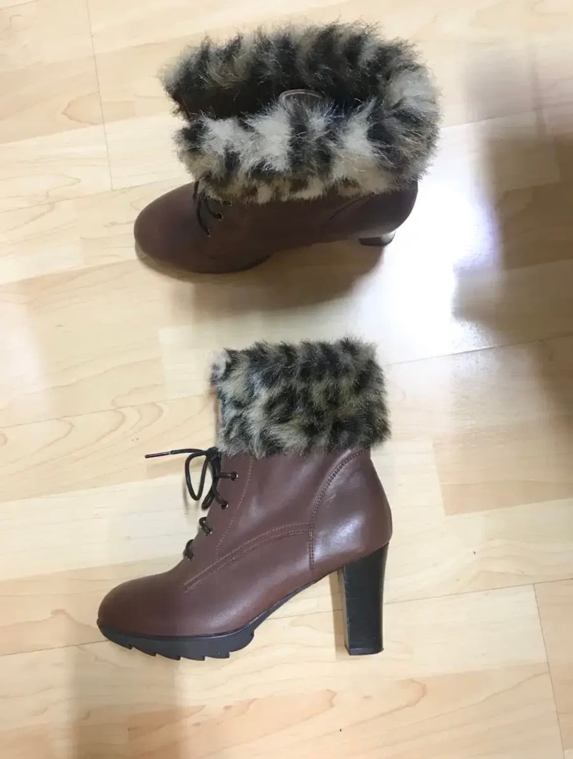 천연가죽 호피퍼장식 앵클부츠/ 워커힐/ 235/새거수준 상품이미지1