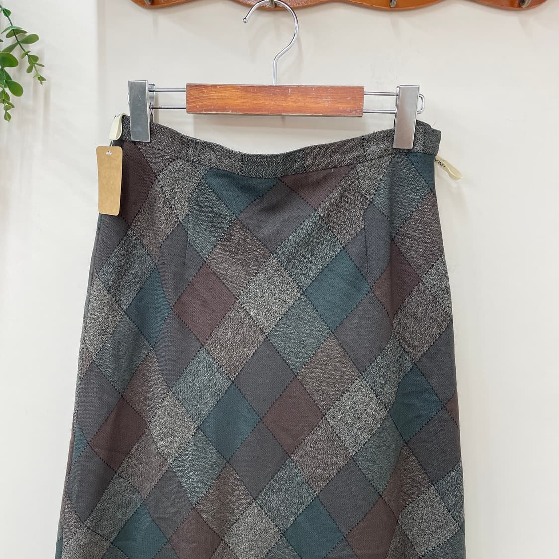 Pinore 울 체크 롱 스커트 상품이미지4