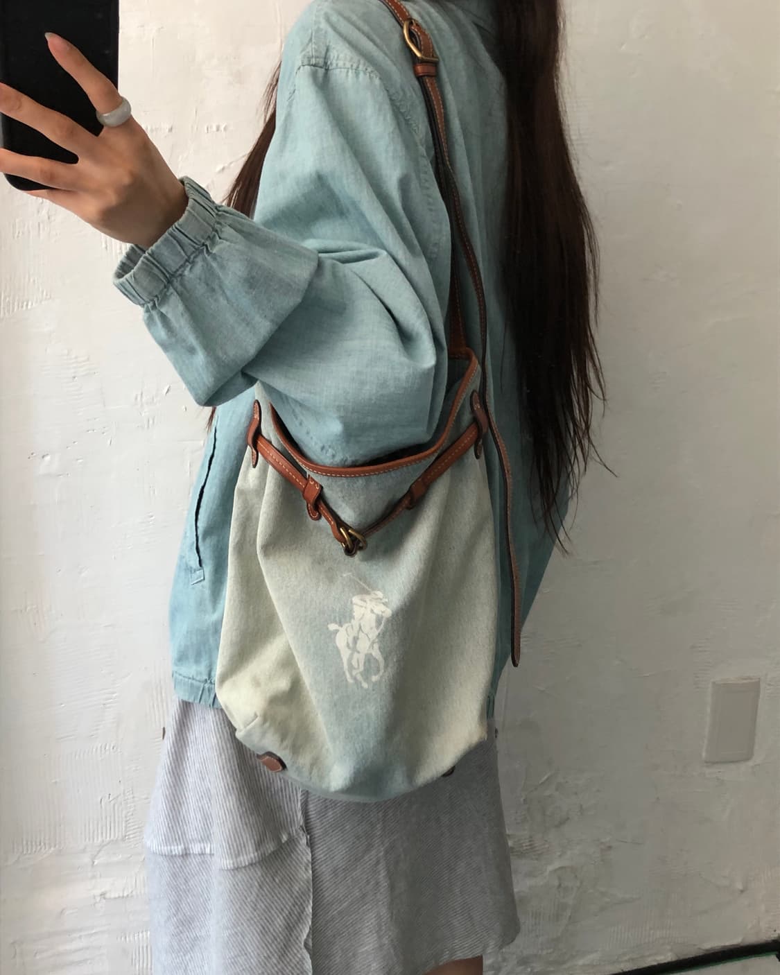 Polo 폴로 랄프로렌 데님 미디어 벨포트 버킷 백 상품이미지1