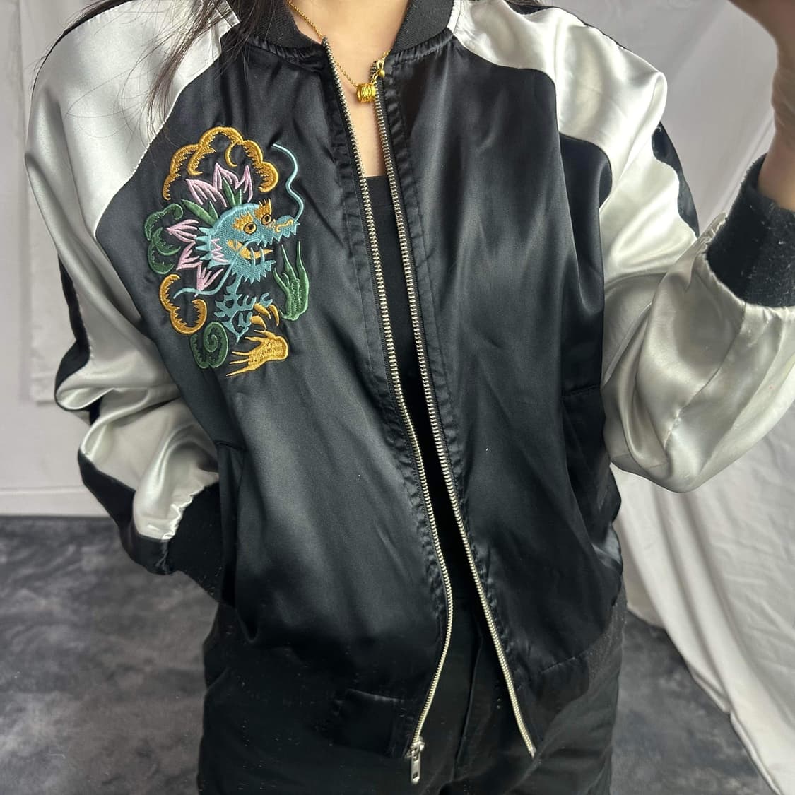 VTG 용자수 검흰 스카잔 집업 바람막이 자켓 상품이미지1