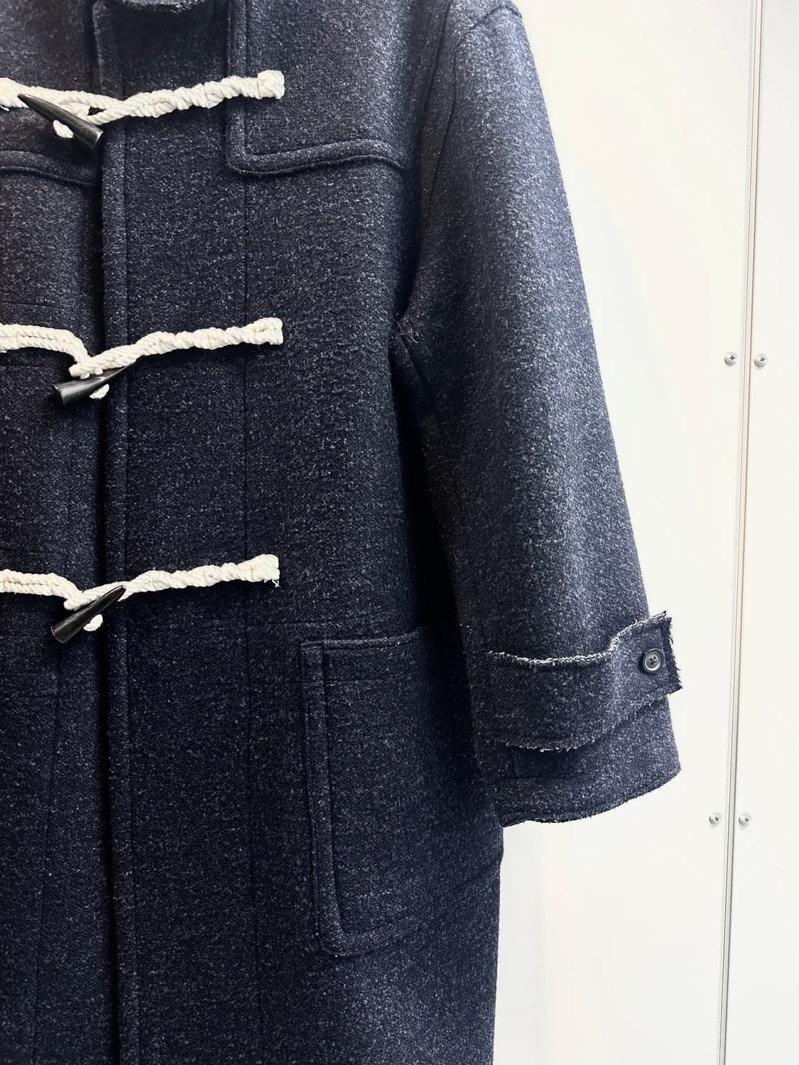 쿠어 오버사이즈 알파카 블렌드 더플 코트 (M, 다크네이비멜란지/민트급) 상품이미지5