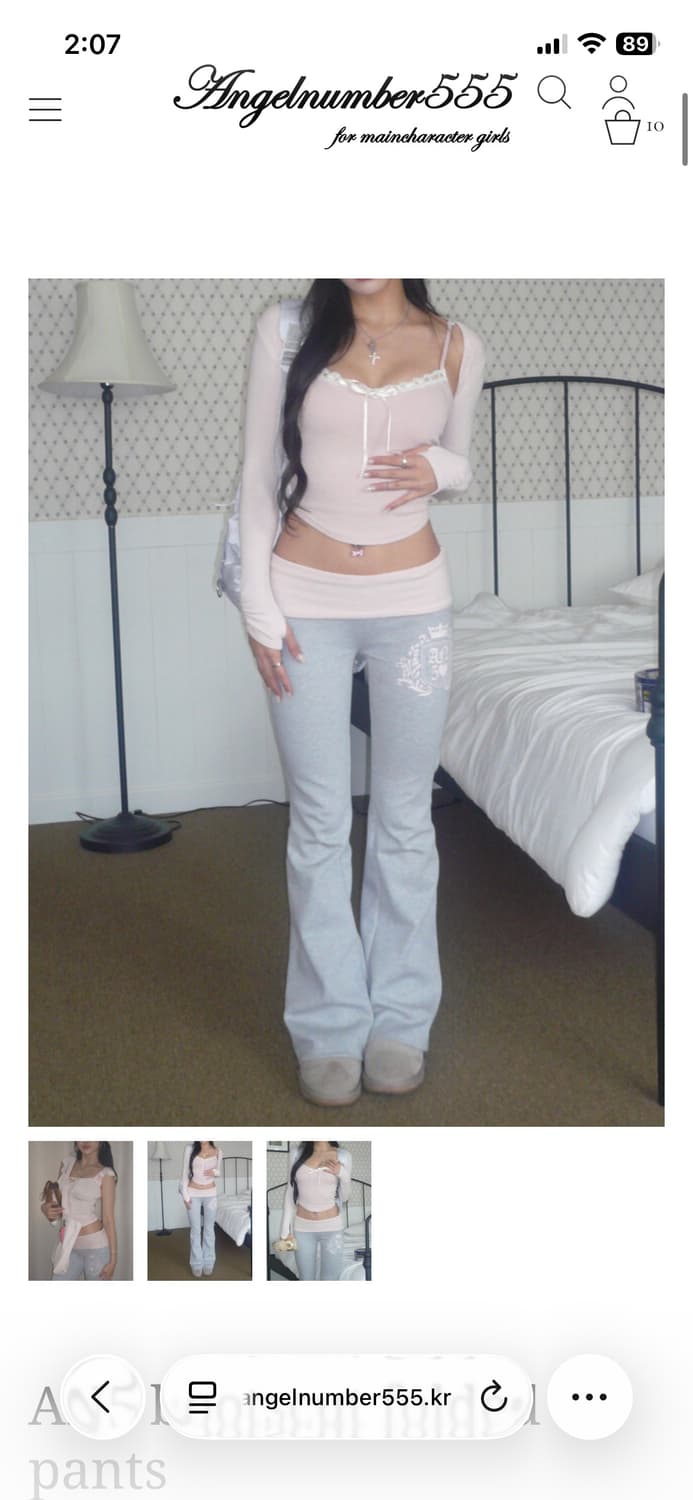 엔젤넘버555 부츠컷 폴디드 팬츠 그레이 엔넘파 갸루 베이비메탈클럽 상품이미지1