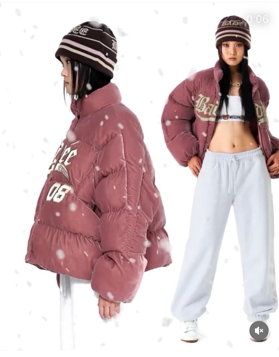 배디 벨벳 패딩 핑크 m사이즈 (원가 21 이상) 상품이미지2