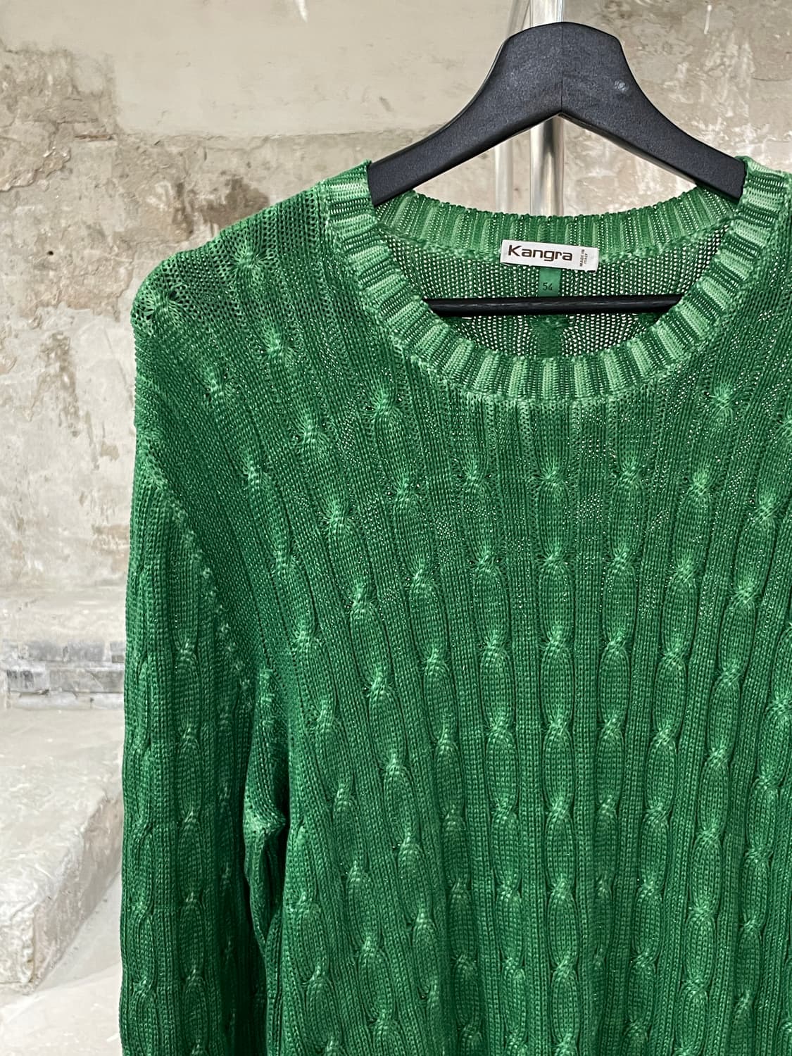 캉그라 그린 U넥 케이블 스웨터 상품이미지2