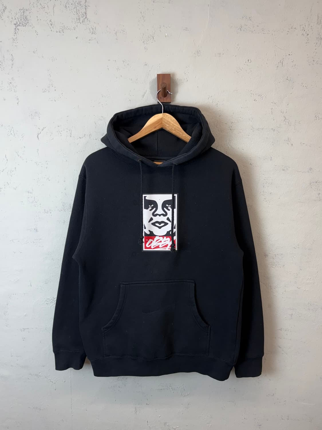 오베이 페이스 프린팅 후드티 블랙 상품이미지1
