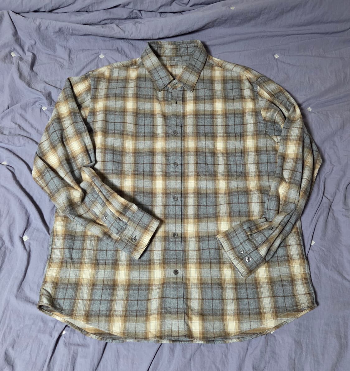 무인양품 플란넬 체크 셔츠 베이지 2XL 상품이미지3