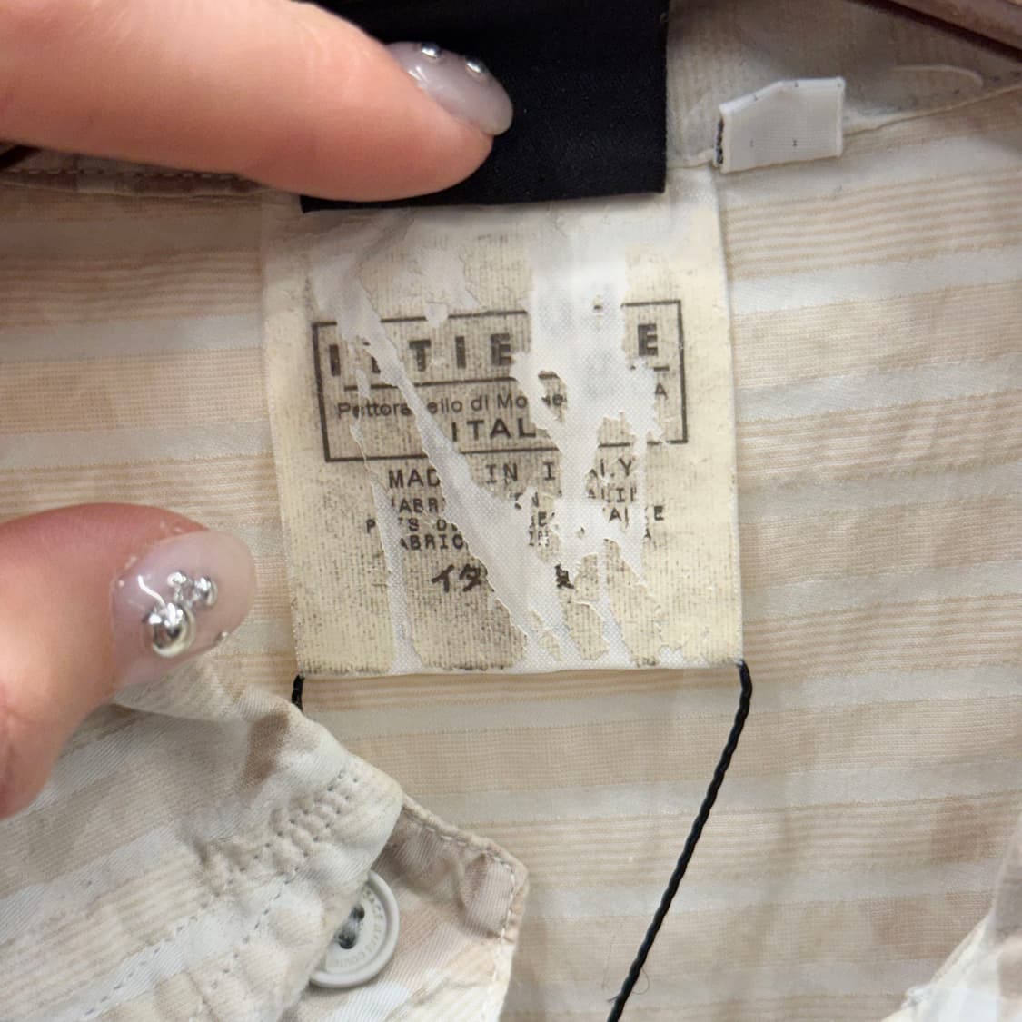 베르사체 진스 꾸뛰르 플로럴 스트라이프 반팔 셔츠 하프버튼 베이지 상품이미지9