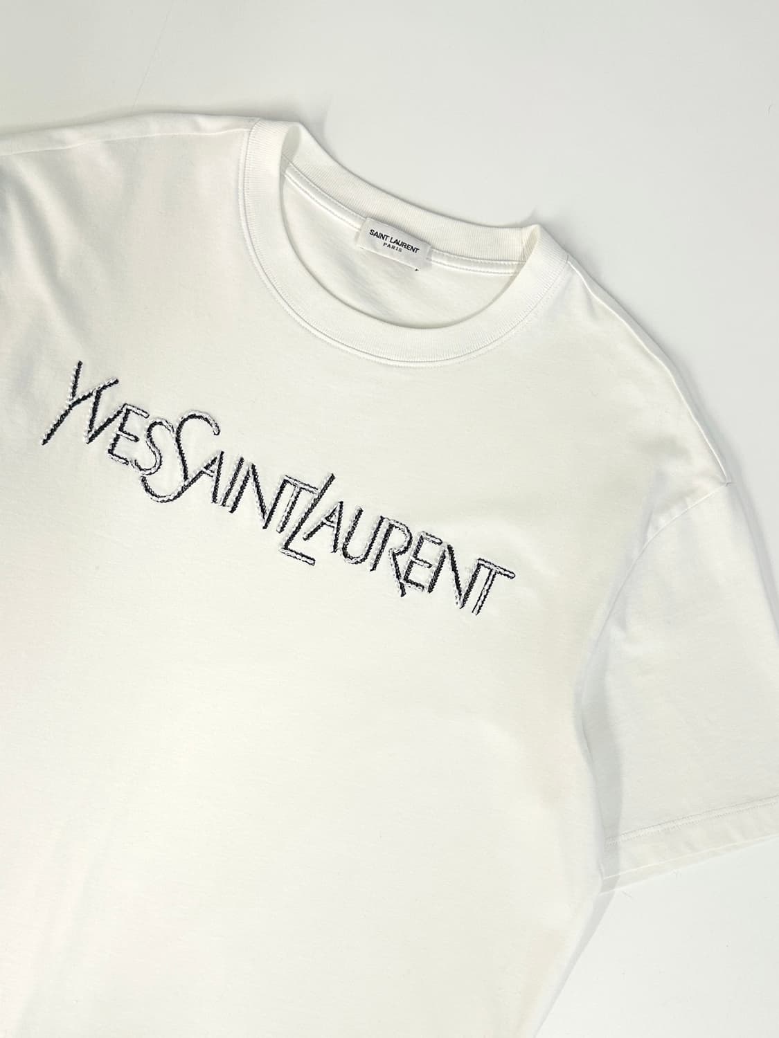 입생로랑 일본판 YSL 90s 자수 로고 화이트 반팔L(44/66) 상품이미지1
