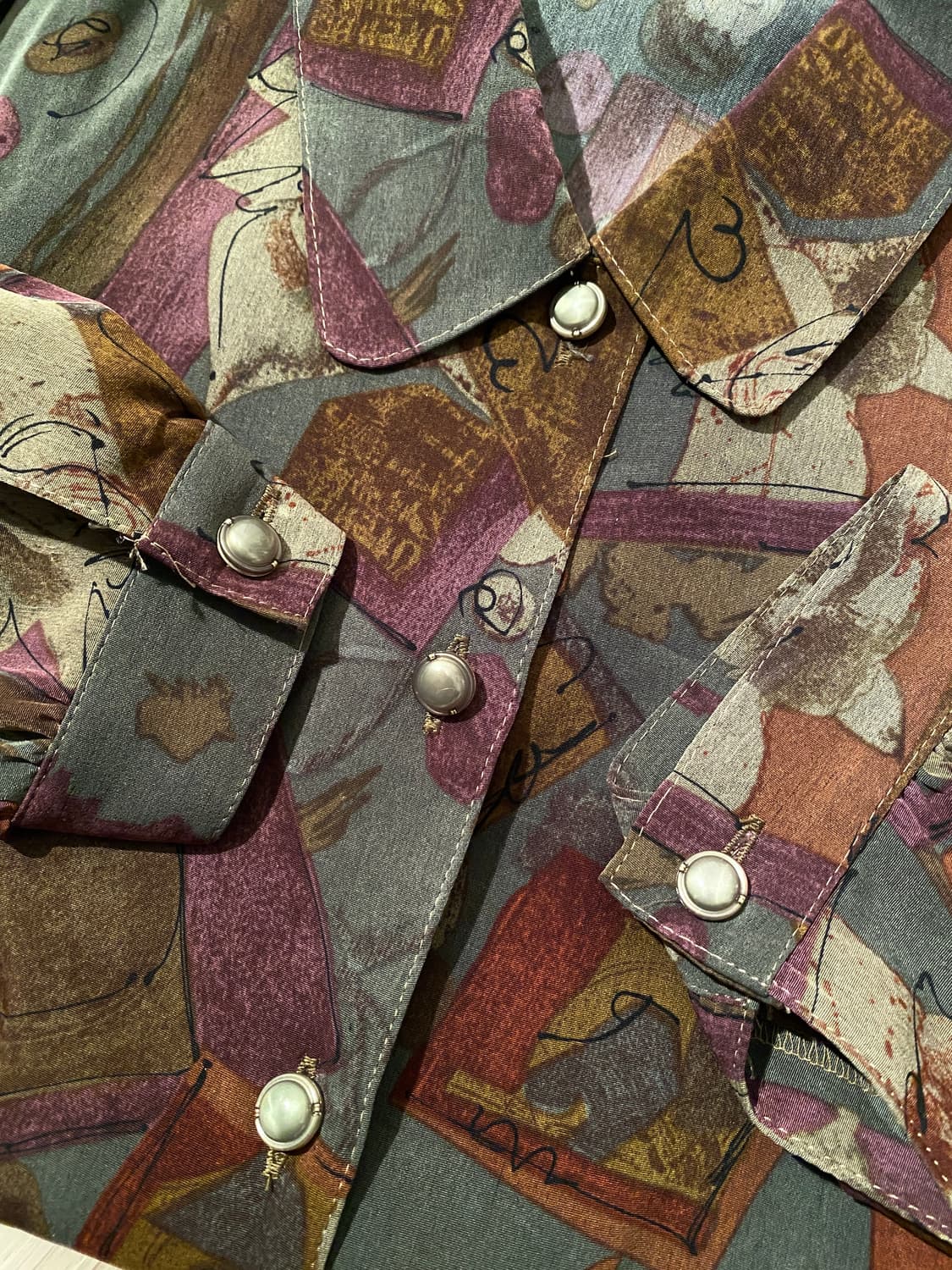 Vintage Abstract Geometric Print Blouse 상품이미지5